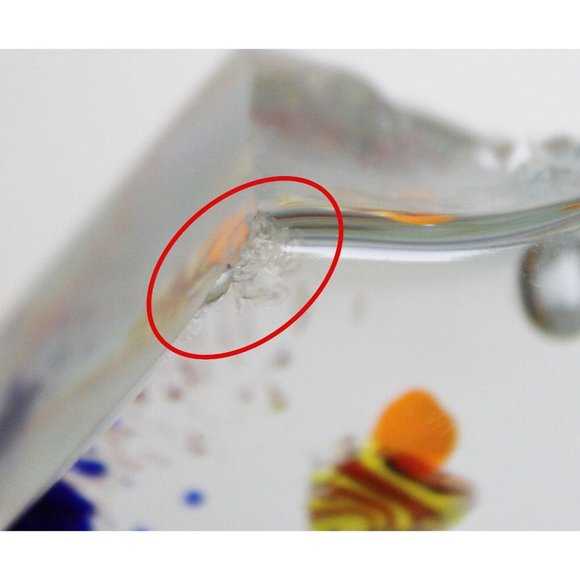 Murano Glass Italian Paperweight Half-Moon Aquarium 6 Fish Tank Bowl Clear Art - Picture 8 of 8